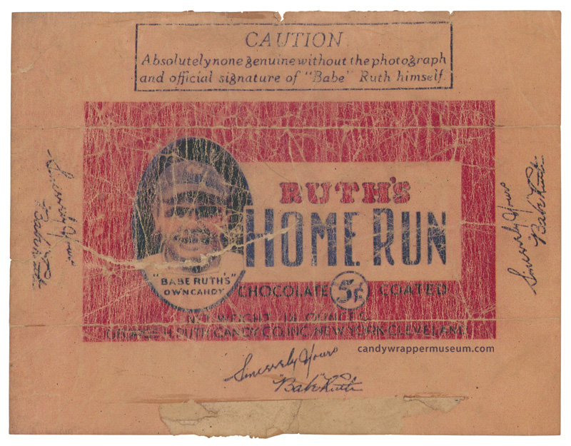 Babe Ruth's Home Run Chocolate Coated Candy Bar 1928